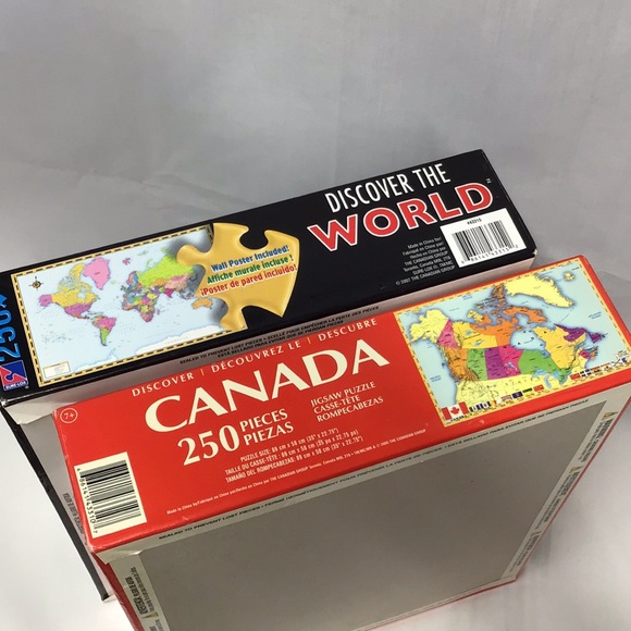 SALE Sealed puzzles with posters Geography Canada & World maps 250pc homeschool - Picture 6 of 11